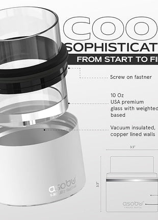 asobu Whiskey Sleeve Glass – Insulated Bourbon Tumbler with Premium Rocks Glass, BPA-Free, Double-Wall Stainless Steel, Keeps Drinks Cold Longer, 10.5oz