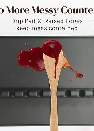 Black XL Silicone Spoon Rest for Stove Top with Drip Pad (1 Pack) - Heat-Resistant, BPA-Free Utensil Rest & Spoon Holder for Kitchen Counter - Grill Utensil Holder for Spatulas, Tongs, Ladles