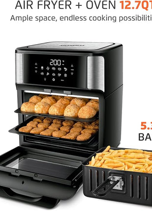 Air Fryer Oven 1800W, 12.7QT Capacity, Touchscreen Panel, Automatic Shut-Off – Black & Stainless Steel – Mondial