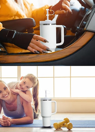 Silicone Spill Stopper Set Compatible with Stanley Cup 2.0 30oz & 40oz with Straw Cover (Set of 2, Frost)