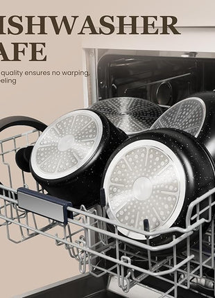 KIKCOIN Pots and Pans Set, 27 Pack Nonstick Cookware Set Detachable Handle, Induction RV Kitchen Cooking Set with Removable Handle, Frying Pans, Casserole - Dishwasher/Oven Safe, PFOA Free