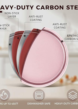 KITESSENSU Baking Pans Sets, Nonstick Bakeware Sets 7-Piece with Round/Square Cake Pan, Loaf Pan, Muffin Pan, Cookie Sheet, Roast Pan, Cooling Rack, Carbon Steel Bake Set Pink