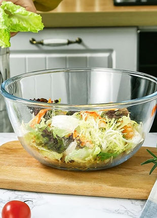 WhiteRhino 8 Piece Glass Bowls with Lids, Heat Resistant Glass Mixing Bowls Set (3.7QT, 2.1QT, 1.1QT, 0.53QT), Clear Salad Bowls with BAP-Free Lids for Kitchen, Oven Microwave Dishwasher Safe