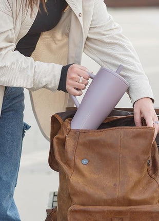 BrüMate Era 40 oz Tumbler with Handle and Straw | 100% Leakproof Insulated Water Bottle Tumbler with Lid and Flexible SoftSip Straw | Made of Stainless Steel | Cup Holder Friendly | 40oz (Lilac Dusk)
