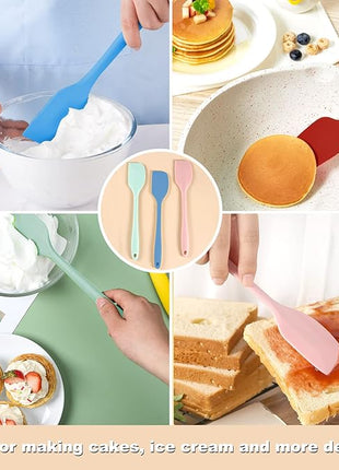 Silicone Spatula Set 6 Pack 8.5 inch Small Rubber Spatula Heat Resistant Mini Silicone Spatula Non-Stick Flexible for Baking Cooking Mixing and Kitchen Use