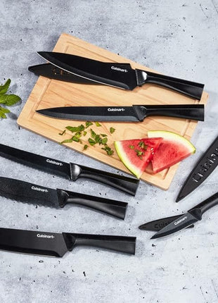 CUISINART Cutlery Knife Set, 12pc Metallic Cutlery Knife Set with Blade Guard , Lightweight, Stainless Steel, Durable & Dishwasher Safe, C55-12PMB,Black