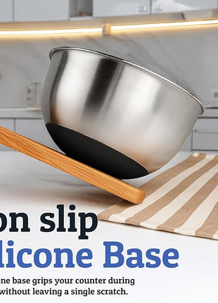 Priority Chef Stainless Steel Mixing Bowls with Lids Set, Metal Nesting Bowls with Airtight Lids, Graters, Non-Slip Base & Measurement Marks, Includes Utensil Set for Prep, Baking & Storage, Black