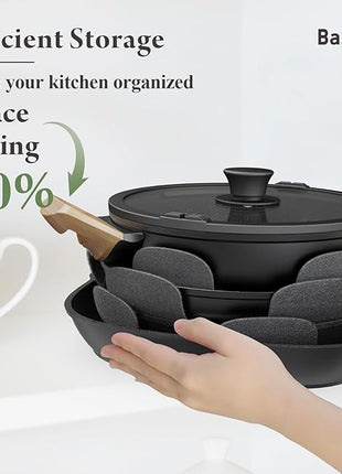 19 Pcs Pots and Pans Set Non Stick Ceramic Cookware Set with Removable Handles, Non Toxic Induction Kitchen Cookware Sets RV Cookware,Dishwasher/Oven Safe PFAS/PTFE/PFOA Free Cream White