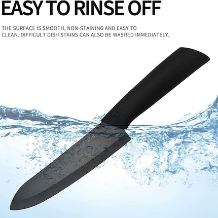 Ceramic Knife, Ceramic Knife Set with Protective Cover, Kitchen Knife Set with 4-Piece Knife and 1 Peeler, Chef's Knife Sets for Meat, Fruit, Vegetables - Black