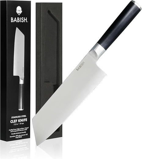 Babish High-Carbon 1.4116 German Steel Cutlery, 7.5" Clef (Cleaver + Chef) Kitchen Knife, Good Housekeeping Standout Knife of 2022