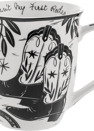 Karma Gifts 14 oz Black and White Boho Mug Western - Cute Coffee and Tea Mug - Ceramic Coffee Mugs for Women and Men
