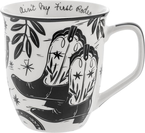Karma Gifts 14 oz Black and White Boho Mug Western - Cute Coffee and Tea Mug - Ceramic Coffee Mugs for Women and Men