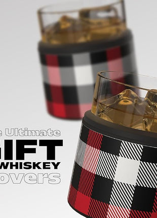 asobu Whiskey Sleeve Glass – Insulated Bourbon Tumbler with Premium Rocks Glass, BPA-Free, Double-Wall Stainless Steel, Keeps Drinks Cold Longer, 10.5oz