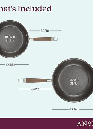 Anolon Advanced Home Hard-Anodized Nonstick Skillets (2 Piece Set- 10.25-Inch & 12.75-Inch, Bronze)