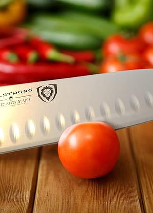 Dalstrong Santoku Knife - 7 inch - Gladiator Series ELITE - High Carbon German Steel - Sheath Included - Razor Sharp Kitchen Knife - Asian Vegetable Knife - NSF Certified
