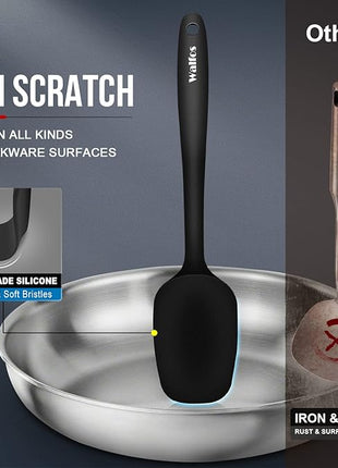 Walfos Silicone Spatula Set of 5 - (600°F) High Heat Resistant Kitchen Scraper Spatulas, One-Pieces Seamless Design, Perfect for Cooking Mixing & Baking - BPA Free and Dishwasher Safe,black