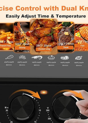 OSTBA 2.5QT Air Fryer for 1–2 People, Small Air Fryer with 6 Menu Options, Dual Knob Manual Temp & Timer, 3D Rapid Air Circulation, Nonstick & Dishwasher Safe Basket, Oil-Free Healthy Cooking