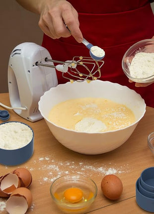 TILUCK Measuring Cups & Spoons Set, Stackable Cups and Spoons, Nesting Measure Cups with Stainless Steel Handle, Kitchen Gadgets for Cooking & Baking (Blue)