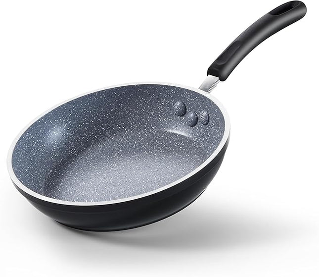 Cook N Home 10 Inch Nonstick Fry Pan, Skillet with Stay Cool Silicone Handle, Heavy Gauge Aluminum, Induction Compatible, Oven Safe, Easy Clean Frying Pan