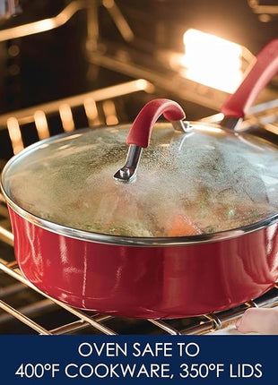 Rachael Ray Cucina Nonstick Cookware Pots and Pans Set, 12 Piece, Cranberry Red