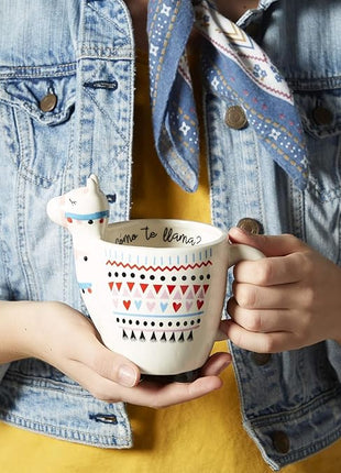 VOTUM Animal-Shaped Llama Coffee Mug, 18.6 fl. oz. - Handmade, Adorable Tea Cup with Printed Como Te Llama Writing - Premium Ceramic Gifts for Women & Men