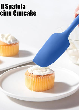 4-Piece Silicone Spatula Scrapers: Doosu 600°F Heat Resistant Food Grade Kitchen BPA Free Rubber Baking Cooking Tool Nonstick Utensil Set for Mixing, Scraping, Folding, Stirring, Serving (Multi-3)