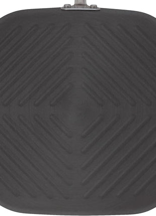 Rachael Ray Cucina Hard-Anodized Nonstick 11-Inch Deep Square Grill Pan, Gray with Cranberry Red Handle - 87632