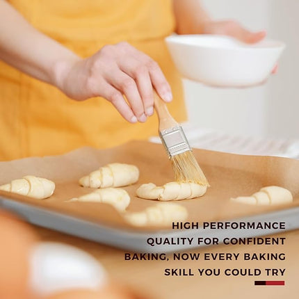 KITESSENSU Baking Pans Sets, Nonstick Bakeware Set 7-Piece with Round/Square Cake Pan, Loaf Pan, Muffin Pan, Cookie Sheet, Roast Pan, Cooling Rack, Carbon Steel Bake Set,Silver