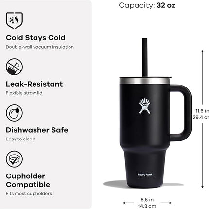 Hydro Flask 32 Oz Travel Tumbler with Handle, Lid and Straw - Insulated Stainless Steel in Western Dark Blue