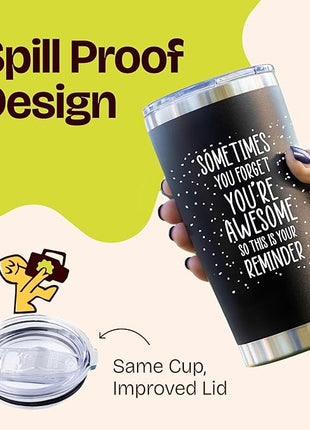 Dad Gifts for Fathers Day Cup - Sometimes You Forget Your Awesome Gifts Black 20oz Motivational Coffee Tumbler Birthday Gift for Dad, Husband, Boyfriend Inspirational Mugs for Men Who Want Nothing