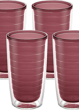 Tervis Clear & Colorful Tabletop Made in USA Double Walled Insulated Tumbler Travel Cup Keeps Drinks Cold & Hot, 16oz - 4pk, Elderberry Wild