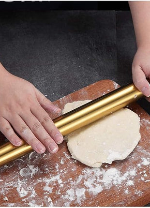 Berglander Gold Rolling Pin, 16.7 Inches Stainless Steel Matte Finish With Gold Titanium Plating Rolling Pin For Baking, Pizza, Dough, Pie, Cookie, Essential Kitchen Utensil Gift Ideas For Bakers.