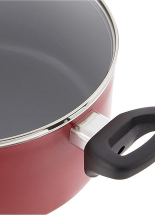 BELLA Cookware Set, 12 Piece Pots and Pans with Utensils, Nonstick PFOA Free Scratch Resistant Cooking Surface Compatible with All Stoves, Nylon and Aluminum, Red