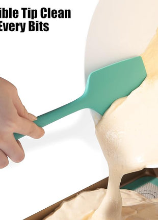 4-Piece Silicone Spatula Scrapers: Doosu 600°F Heat Resistant Food Grade Kitchen BPA Free Rubber Baking Cooking Tool Nonstick Utensil Set for Mixing, Scraping, Folding, Stirring, Serving (Aqua Sky)