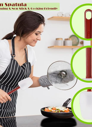 Commercial Spoonula Rubber Spatula Set, High Heat Spatula Spoon 9.5 Inches, Commercial Spatula for Cooking, Rubber Spatula Set Resistant to 500℉ (2 Spoonulas 9.5")