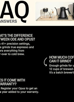 Fellow Opus Conical Burr Coffee Grinder - All Purpose Electric - Espresso Grinder with 41 Settings for Drip, French Press, & Cold Brew - Matte Black