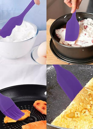 Silicone Spatulas Set, Rubber Spoon Spatula Heat Resistant Spoonula One Piece Design Seamless Spatula Non-Stick Scrapers Baking Mixing Tool (Purple)