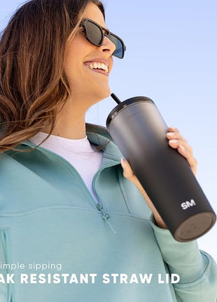 Simple Modern Plastic Tumbler with Lid and Straw | Reusable BPA Free Iced Coffee Cups Double Wall Smoothie Cup | Gifts for Women Men Him Her | Classic Collection | 24oz | Lavender Mist