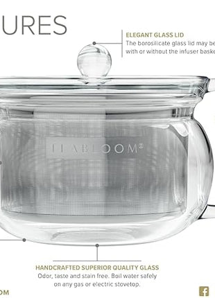 Teabloom Kyoto 2-in-1 Tea Kettle and Tea Maker – Glass Teapot with Removable Loose Tea Filter – Tea Connoisseur's Choice