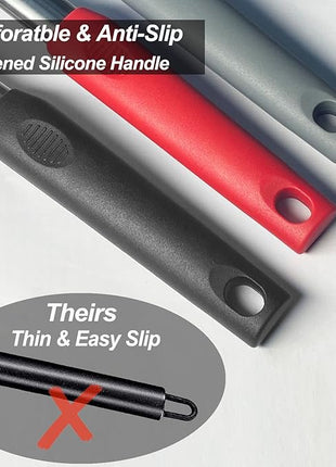 Silicone Spatula and Cooking Spoon,5 Pack Non-Stick Cooking Utensils for Kitchen，Heat Resistant Solid & Slotted Spoons and Spatulas, Stainless Steel Handle Coated with Silicone,Black