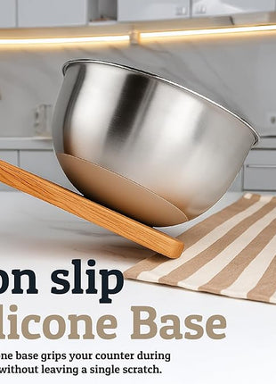 Priority Chef Stainless Steel Mixing Bowls with Lids Set, Metal Nesting Bowls with Airtight Lids, Graters, Non-Slip Base & Measurement Marks, Includes Utensil Set for Prep, Baking & Storage, Khaki