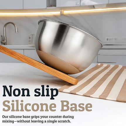 Priority Chef Stainless Steel Mixing Bowls with Lids Set, Metal Nesting Bowls with Airtight Lids, Graters, Non-Slip Base & Measurement Marks, Includes Utensil Set for Prep, Baking & Storage, Khaki