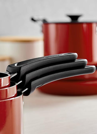 Tramontina Aluminum Non Stick 6-Piece Nesting Sauce Pan Set with Lids - Red, Kitchen Nonstick Cookware Set, Dishwasher and Oven Safe