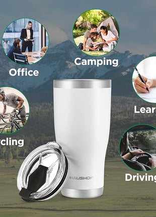 HAUSHOF 20 oz Tumbler, Stainless Steel Vacuum Insulated Coffee Tumbler Water Cup, Double Wall Travel Mug with Lid, Perfect for Hot and Cold Drinks
