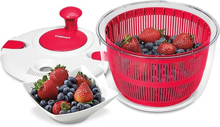 Cuisinart Large Salad Spinner- Wash, Spin & Dry Salad Greens, Fruits & Vegetables, 5qt, CTG-00-SASR Red