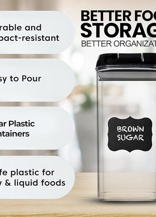 Shazo Airtight Food Storage Containers with Lids - 6 PC BPA Free Clear Plastic Cereal Containers with Easy Lock Lids for Kitchen and Pantry Organization for Snacks and Pasta - 1.2L