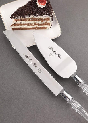 AW BRIDAL Mr Mrs Wedding Cake Knife and Server Set, Silver Cake Cutting Set for Wedding, Pie Cutter Dessert Server, Bridal Shower Engagement Registry Gifts for Couples