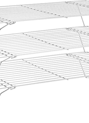 Cooling Rack for Baking 3 Tiers, 16" x 10" Cookie Cooling Wire Rack Stackable Collapsible Nonstick, Stainless Steel Baking Cooking Cooling Racks with Optimum Air Flow, Silver