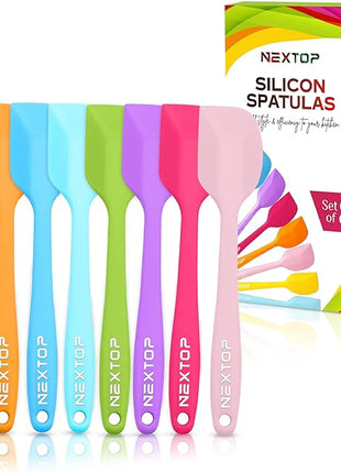 NEXTOP Silicone Spatula 8 Piece Set, Heat-Resistant Non-stick Rubber Spatulas Heat Resistant Seamless One Piece Design Non-Stick Flexible Scrapers Baking Mixing (8.3" Inches)