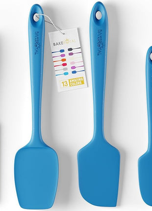 Silicone Spatula Set - 4-Piece Rubber Spatulas Silicone Heat Resistant 600°F for Everyday Task - Seamless Design Kitchen Spatulas for Nonstick Cookware - Blue